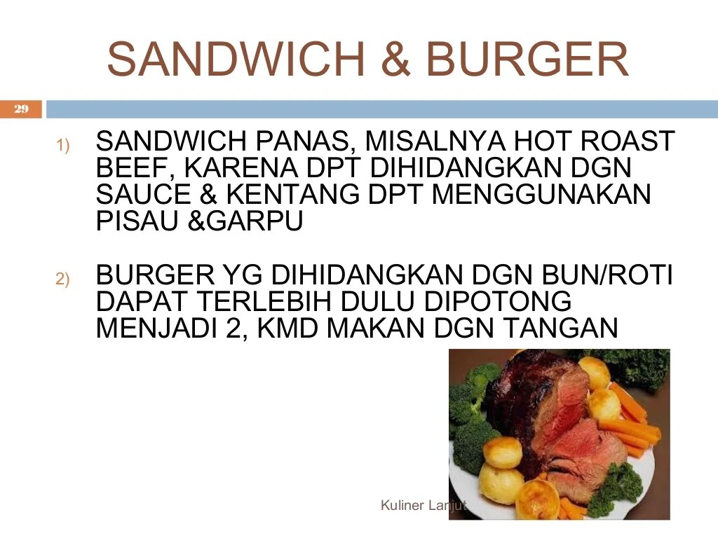 Karakteristik makanan kontinental